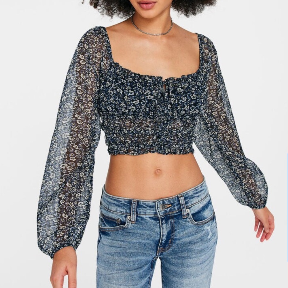 Aeropostale Navy Floral Blouse